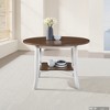 Gulches 45.7" Round Dining Table with Storage Shelf - Modern Farmhouse Style, Rustic Dark Wood Top, 30"H, White-Washed Base - 3 of 4