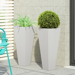 Christopher Knight Home Ella Outdoor Modern Cast Stone Planters (Set of 2) - 1 of 4