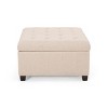 PAGED 31 Inch PU Ottoman with Storage, Modern Square Vanity Chair Footrest Ottoman with Tufted Waffle Design for Living Room, Bedroom - 3 of 4