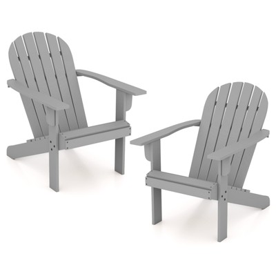 Tangkula 2PCS Patio Adirondack Chair w/ Inclined Seat High Backrest & Wide Armrests