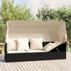 vidaXL Patio Lounge Bed with Adjustable Roof and Cushions - Black Poly Rattan, Cream White Cushions for Garden, 79.9"x22.8"x50" - 2 of 4