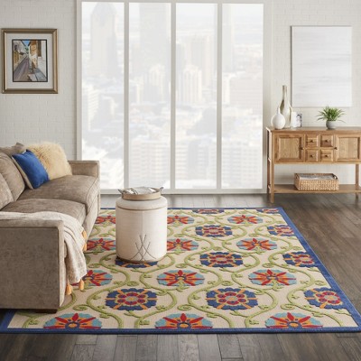 Aloha Blue Multicolor Floral Outdoor Area Rug