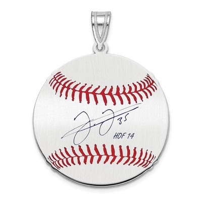 Black Bow Jewelry Sterling Silver Frank Thomas Signature MD Enamel Baseball Pendant