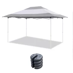 Z-Shade 14 x 10 Foot Prestige Instant Pop Up Shade Canopy Tent Shelter with Steel Frame & Plastic Cement Filled 5 Pound Leg Weight Plates, Set of 4