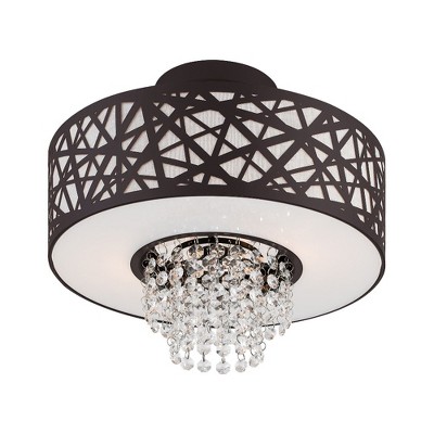Allendale Bronze 2-Light Crystal Semi Flush Mount