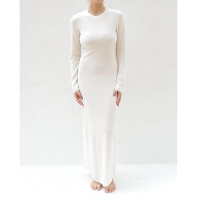 Women's Merino Blend Calista Long Sleeve Dress in Vanilla by Tomorrow Studio