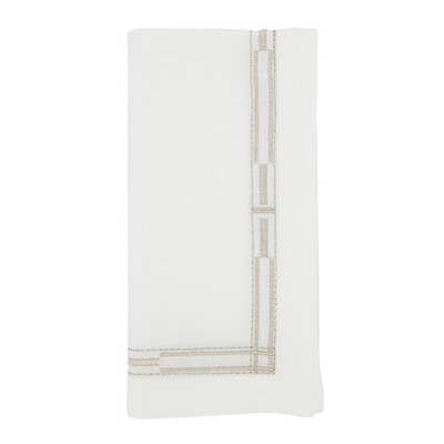 Saro Lifestyle Timeless Trim Embroidered Border Napkin (Set of 4), 20", Gold