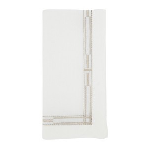 Saro Lifestyle Timeless Trim Embroidered Border Napkin (Set of 4), 20", Gold - 1 of 4