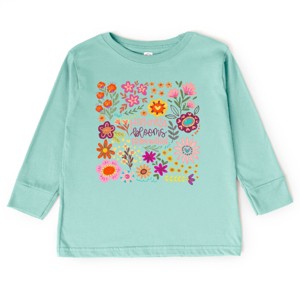 The Juniper Shop Happiness Blooms From Within Toddler Long Sleeve Tee - 3T - Seafoam - 1 of 4