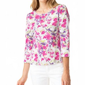 Women's Cozy Rib Floral Everyday Tee - habitat - 1 of 4