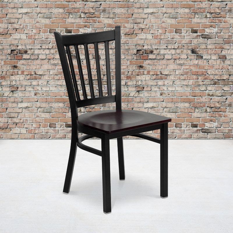Flash Furniture Black Vertical Back Metal Restaurant Chair, 3 of 9