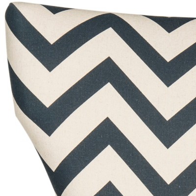 Chevron Navy and White Linen Upholstered Parsons Side Chair