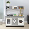 Teamson Kids Little Chef Berlin Modern Play Kitchen with Interactive Features and Farmhouse-Style Sink with Accessories, Gray/White - 4 of 4
