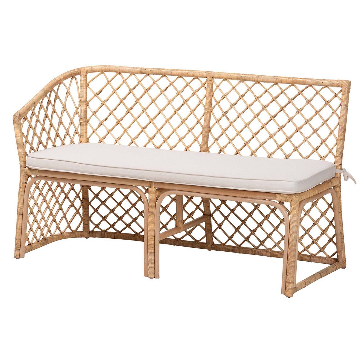 bali & pari Aysi Bohemian Rattan 2  Piece Dining Nook Bench Set Light Honey - thumbnail 2