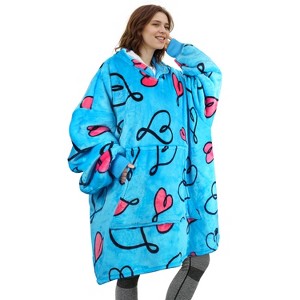 Catalonia Oversized Fleece Flannel Blanket Hoodie Sweatshirt for Women Men, Warm Wearable Blanket Pullover Adult, Cozy Christmas Gift for Wife Woman - 1 of 4