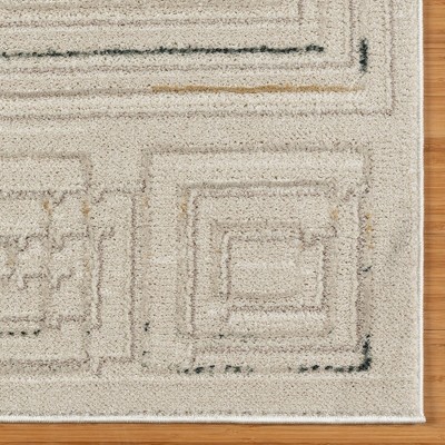 Vania Cream Geometric Tufted Synthetic 5' x 7' Area Rug
