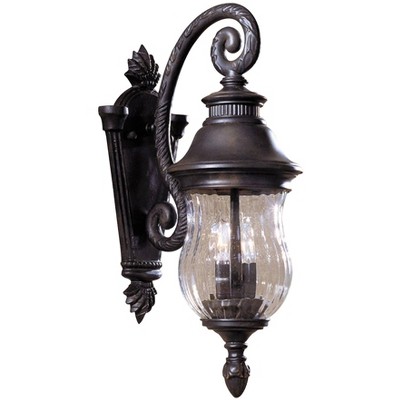Minka Lavery Country Cottage Outdoor Wall Light Fixture Heritage Bronze Lantern 19 1/2" Mouth Blown Ribbed Glass for Post Exterior