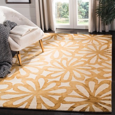 Handmade Tufted Blue Floral Wool 4' x 6' Rug