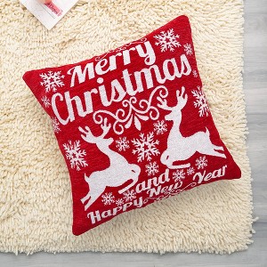 YOOCOZZ Christmas Trendy Decoration Household Supplies & Décor, Blankets & Pillows-Merry Christmas Cheer Jacquard Machine Woven Throw Pillow-24X24"in - 1 of 4