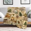 FIONECA Rustic Christmas Tree Stamp Blanket with Holly and Snowflake Pattern Soft Warm Holiday Throw 40x50 inches - 3 of 4