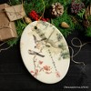 Vintage Traditional Zen Japanese Ink and Watercolor Painting of Wood Pigeons with a Haiku Ornament for Christmas Gift| OrnamentallyYou - 4 of 4