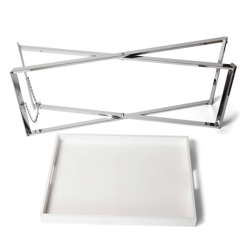 Rectangular Folding Side Table with Removable Tray White/Chrome - Danya B., 5 of 9