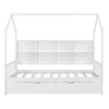 Okak Twin/Full Size Canopy Bookcase Beds with Storage Shelves & Guardrails,Solid Wood Bed Frame for Teens,No Spring Box Needed - 4 of 4