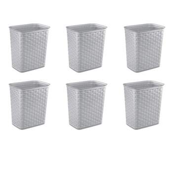 Sterilite 3.4 Gallon Weave Wastebasket, Small, Decorative Trash Can for the Bathroom, Bedroom, Dorm Room, or Office, Gray, 6-Pack
