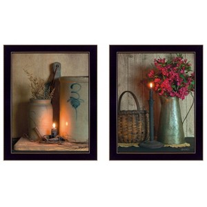 Gulches "Country Candlelight Collection" 2-Piece Vignette by Susie Boyer - Ready-to-Hang Black Framed Print for Living Room - 1 of 4