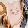 S.W.Smiley Pink Flowers Outline - Women's Short Sleeve Graphic T-Shirt - 2 of 4