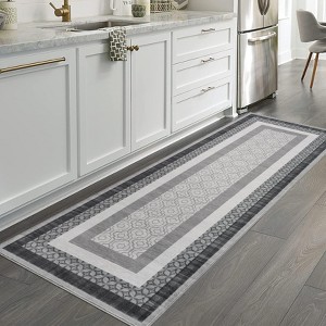 Area Rugs Bordered Modern Washable Rug Non-Slip Low Pile Rubber Backing Indoor Area Rug - 1 of 4