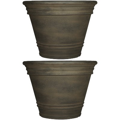 Sunnydaze Indoor/Outdoor Patio, Garden, or Porch Weather-Resistant Double-Walled Franklin Flower Pot Planter - 20" - Sable Finish - 2pk