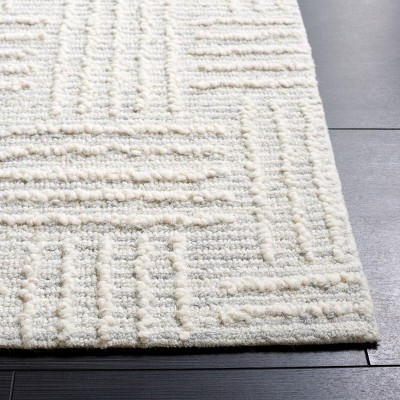 Ivory Tufted Handmade Wool 6' x 6' Square Area Rug