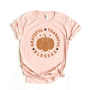Simply Sage Market Women's Grateful Thankful Bless Circle Short Sleeve Graphic Tee - 1 of 4