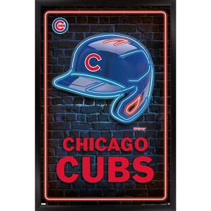 Trends International MLB Chicago Cubs - Neon Helmet 23 Framed Wall Poster Prints - 1 of 4