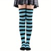 Striped Patterned - Over the Knee Socks - from the Sock Panda (Women's Sizes, Adult Medium) - Bright Blue and Black - 3 of 3