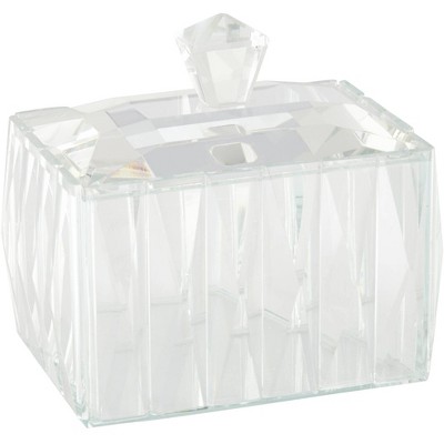 Dahlia Studios Long Facet 6" Wide Clear Glass Jewelry Box with Lid