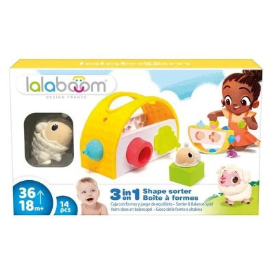 CIC Lalaboom 3 in 1 Shape Sorter, Educational Beads and 1 Animal Bead Sheep BL811 14pc