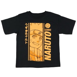 Seven Times Six Naruto Uzumaki Shirt Boy's Orange Monochrome Short Sleeve Graphic Top Black - 1 of 4