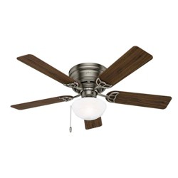 52 Newsome Brushed Nickel Ceiling Fan With Light Hunter Fan