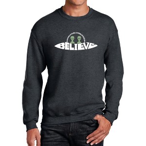LA Pop Art Believe UFO - Men's Word Art Crewneck Sweatshirt - 1 of 4