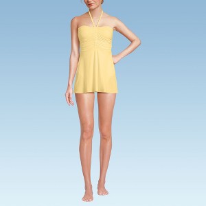Lands' End Women's Ruched Multi-Way Sweetheart Halter Swim Dress One Piece Swimsuit - 1 of 4
