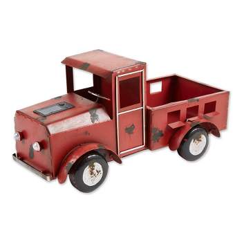 Zings & Thingz 13" Wide Truck Solar Light Iron Novelty Planter Red