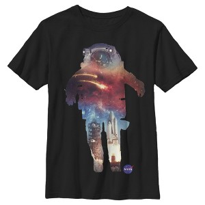 Boy's NASA Astronaut Space Nebula Launch Silhouette T-Shirt - 1 of 4