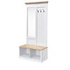 CAVINAS Hall Tree with 3 Hooks Modern Coat Rack with Storage Bench and Mirror for Entryway - 4 of 4