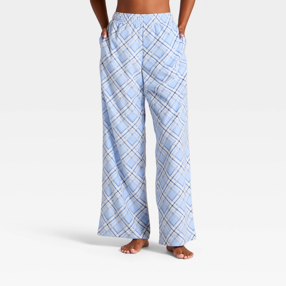 Women's Microfleece Pajama Pants - Wild Fable™ Blue Plaid XXL
