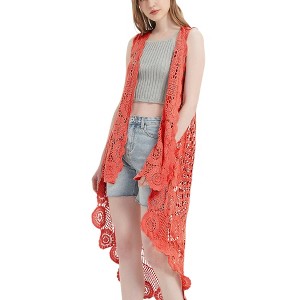 Anna-Kaci Women's Bohemian Crochet Lace Vest - 1 of 4
