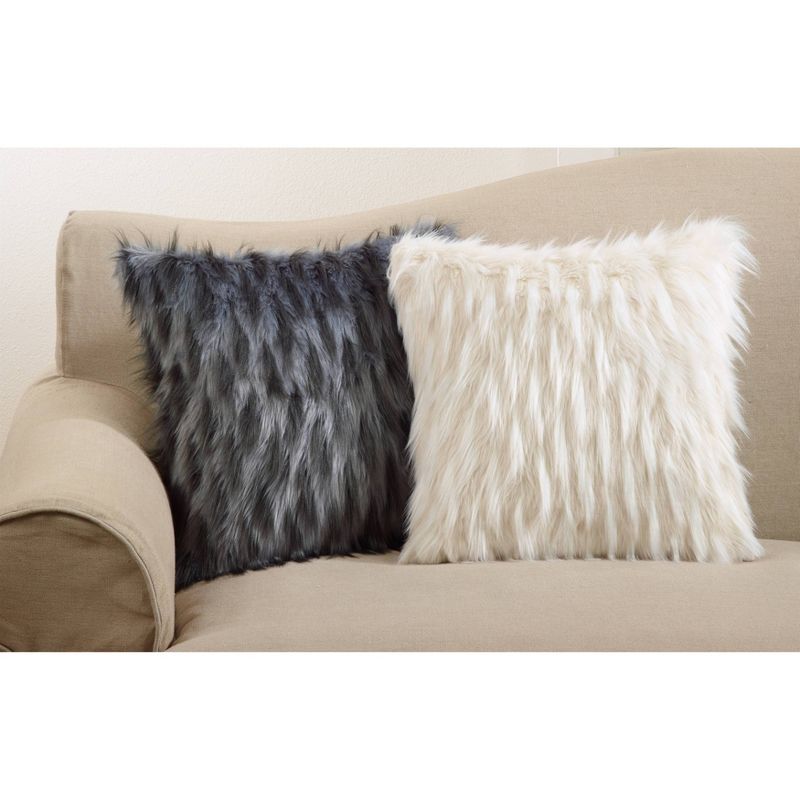 Faux Fur Pillow Black - Saro Lifestyle, 4 of 5
