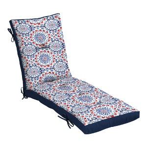ARDEN Outdoor Plush Modern Tufted Chaise Cushion, 76 x 22, Water Repellent, Fade Resistant, Tufted Cushion for Chaise Lounger 76 x 22, Clark Blue - 1 of 4