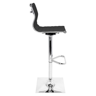 Contemporary Black Faux Leather Adjustable Swivel Bar Stool